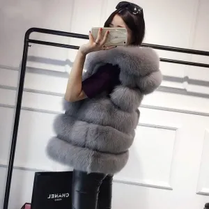 2022 Women's Elegant Hooded Faux Fur Gilet - Trendy Sleeveless Winter Jacket