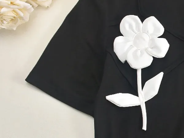 3D Flower Short Sleeve T Shirts