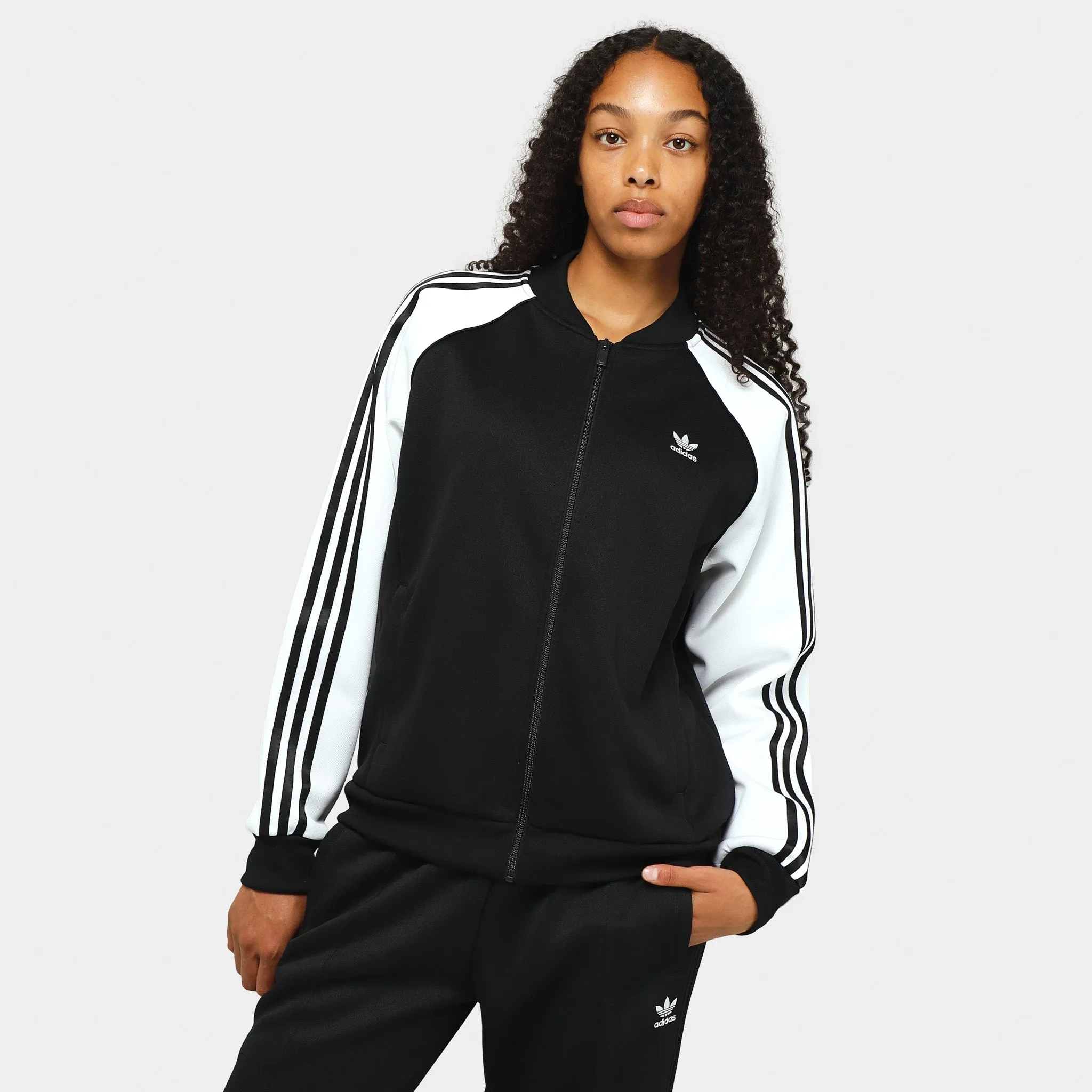 adidas Originals Women's Adicolor Classics Oversized SST Track Jacket Black / White