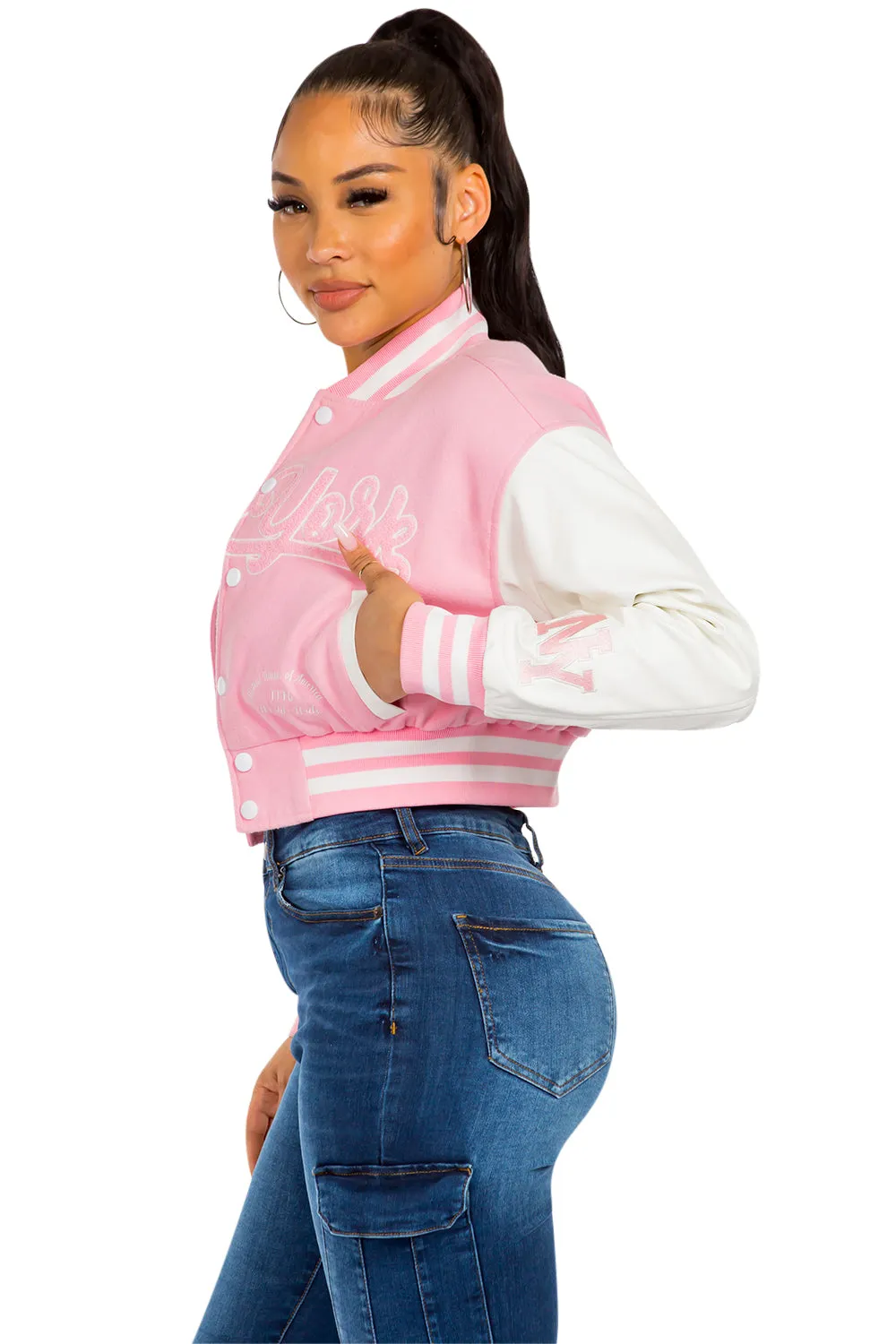 American Bazi Women's NY Varsity Cropped Jacket