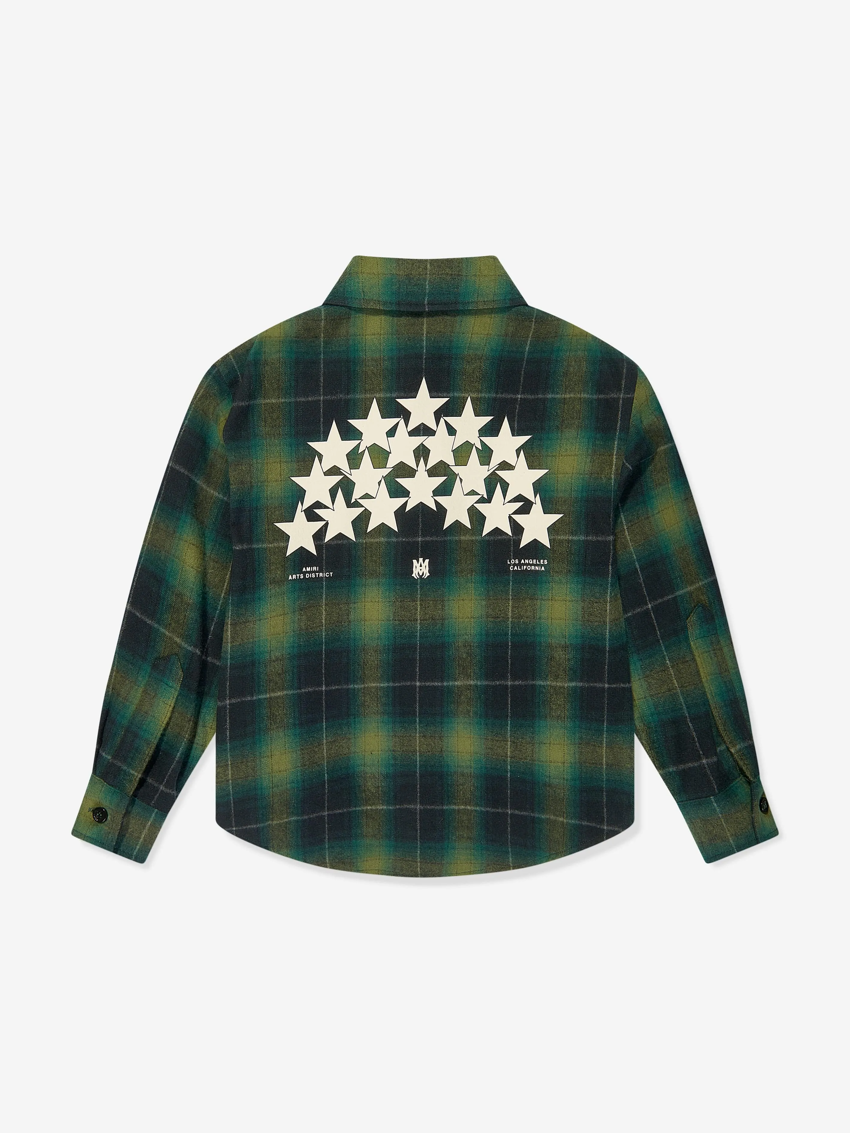 Amiri Boys Stars Flannel Shirt in Green