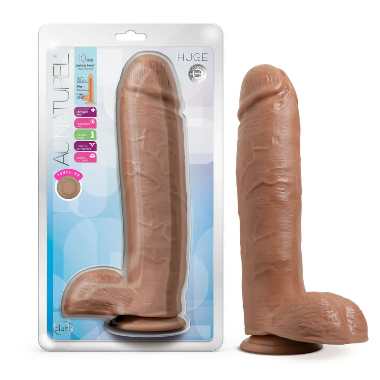 Au Naturel Huge 10 inches Dildo Mocha Medium Skin Tone Realistic Dildo