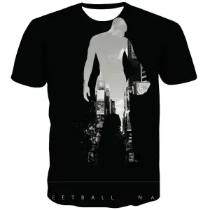 Basketball T shirts Men Night View T shirts Funny Galaxy Tshirt Printed City T-shirts 3d