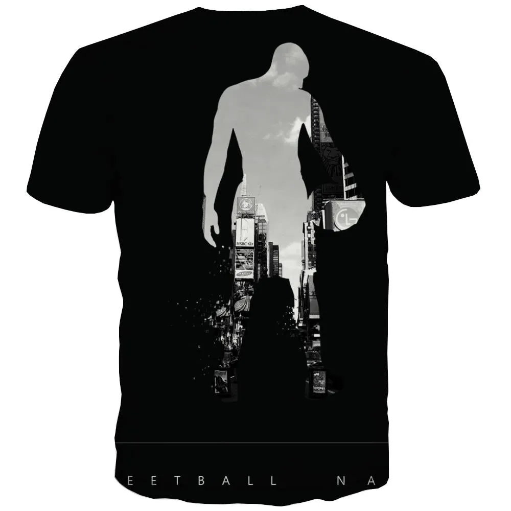 Basketball T shirts Men Night View T shirts Funny Galaxy Tshirt Printed City T-shirts 3d