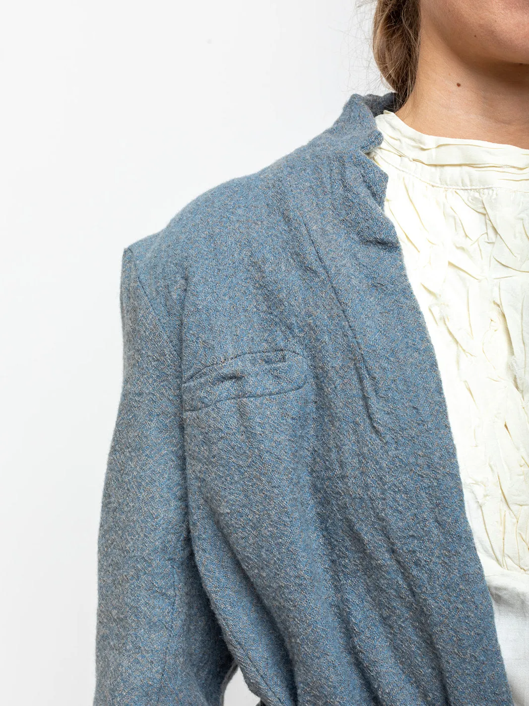 Belted Japanese Ghost Wool Jacket - Melange Blue