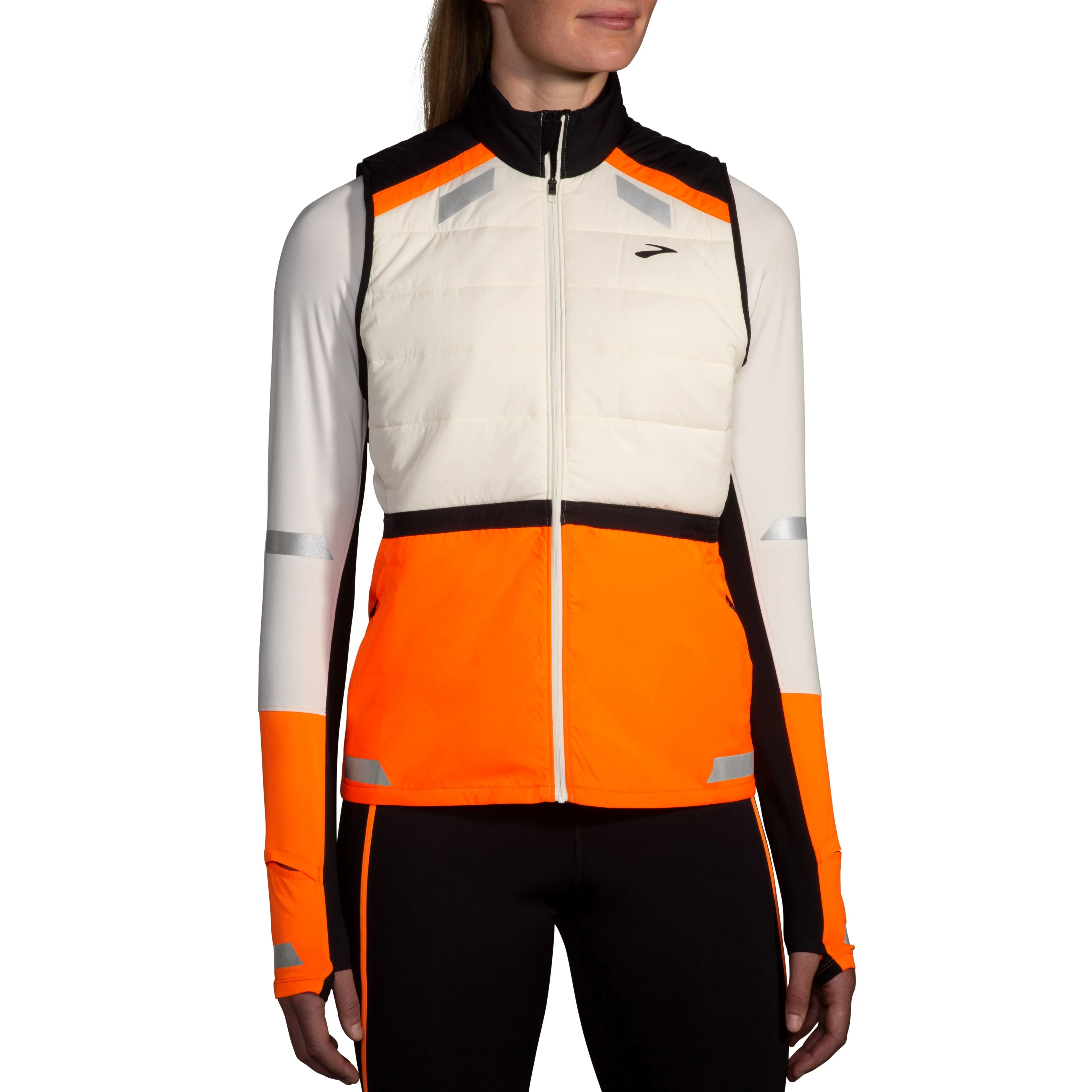 Brooks | Run Visible Insulated Vest 2.0 | Women's | Ecru/Fluoro Flash/Black