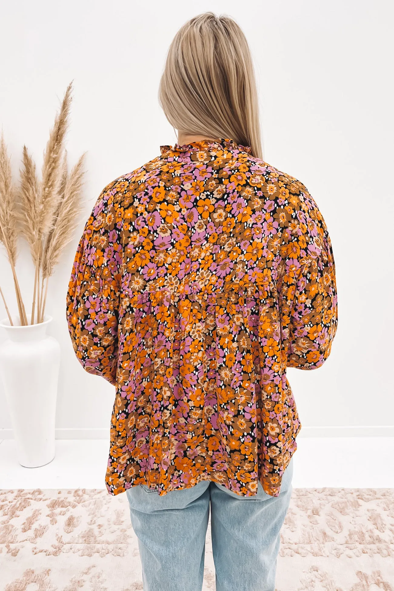 Carmen Top Toffee Floral