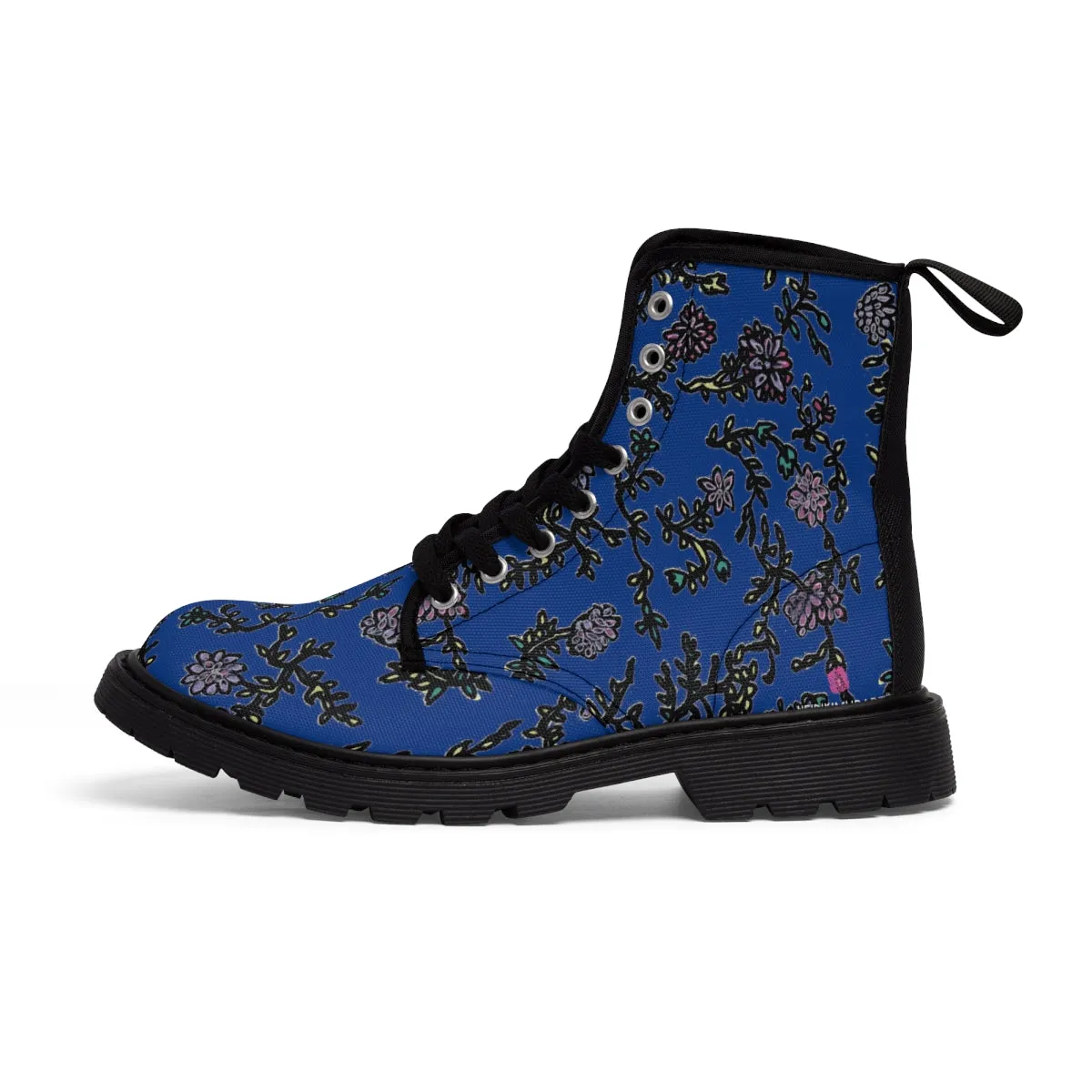 Dark Blue Floral Women's Boots, Purple Floral Women's Boots, Best Winter Boots For Women (US Size 6.5-11)