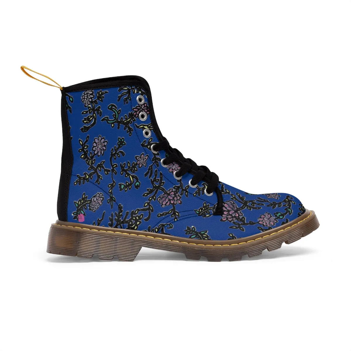 Dark Blue Floral Women's Boots, Purple Floral Women's Boots, Best Winter Boots For Women (US Size 6.5-11)