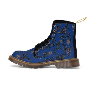 Dark Blue Floral Women's Boots, Purple Floral Women's Boots, Best Winter Boots For Women (US Size 6.5-11)