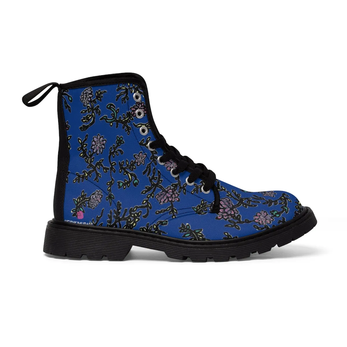 Dark Blue Floral Women's Boots, Purple Floral Women's Boots, Best Winter Boots For Women (US Size 6.5-11)