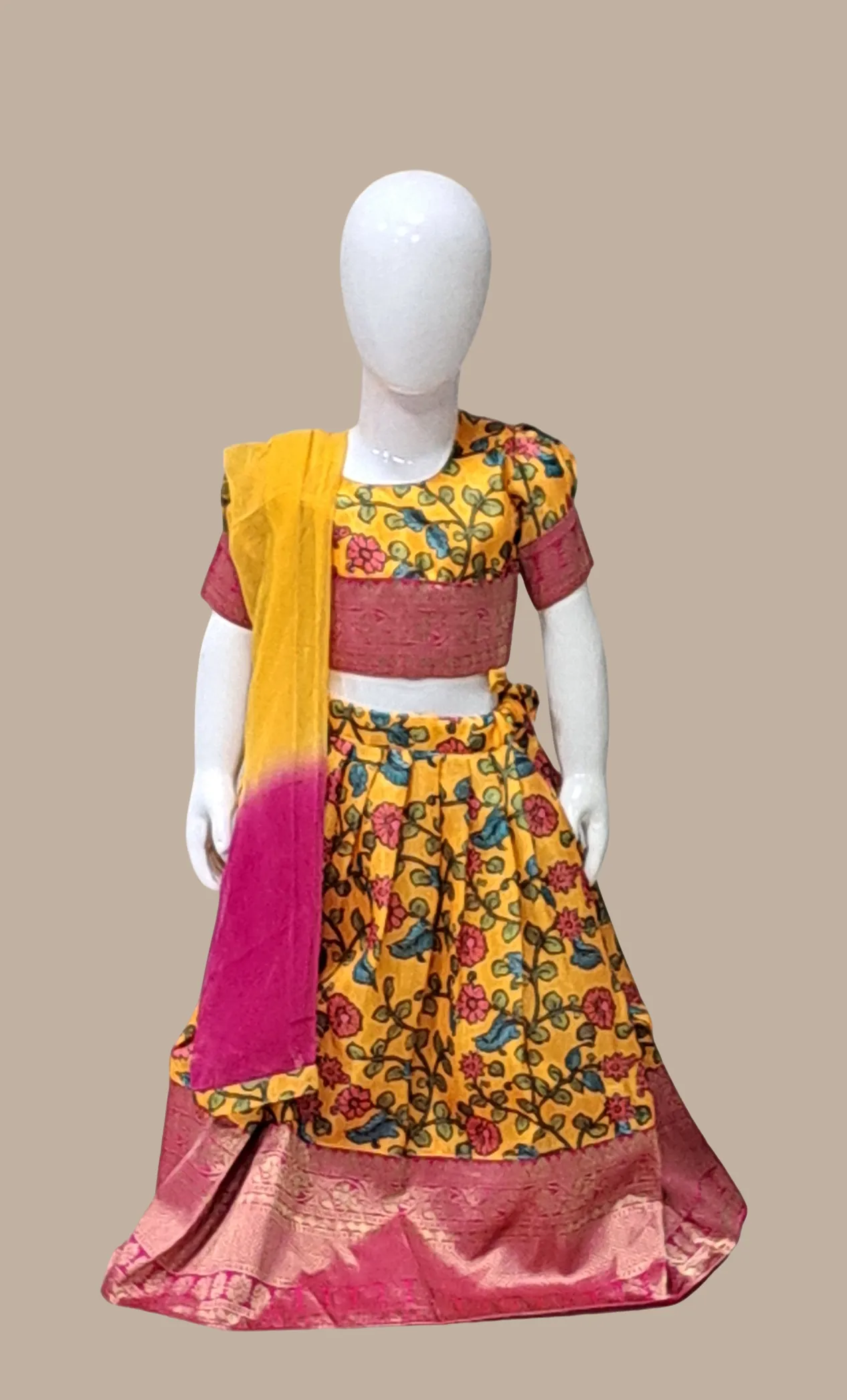 Deep Mustard Floral Printed  Choli Set