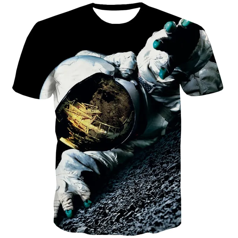 Earth T shirts Men Space Tshirt Anime Universe T-shirts Graphic Astronaut T shirts Funny