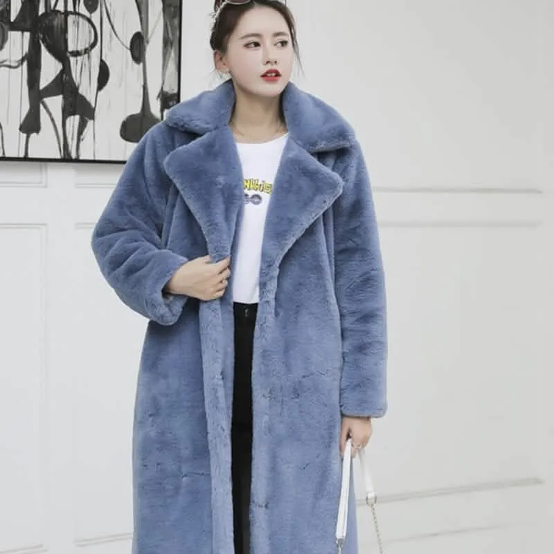 Elegant Plush Faux Rabbit Fur Women's Winter Jacket - 2022 Collection