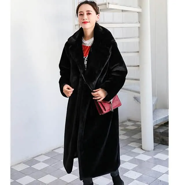 Elegant Plush Faux Rabbit Fur Women's Winter Jacket - 2022 Collection