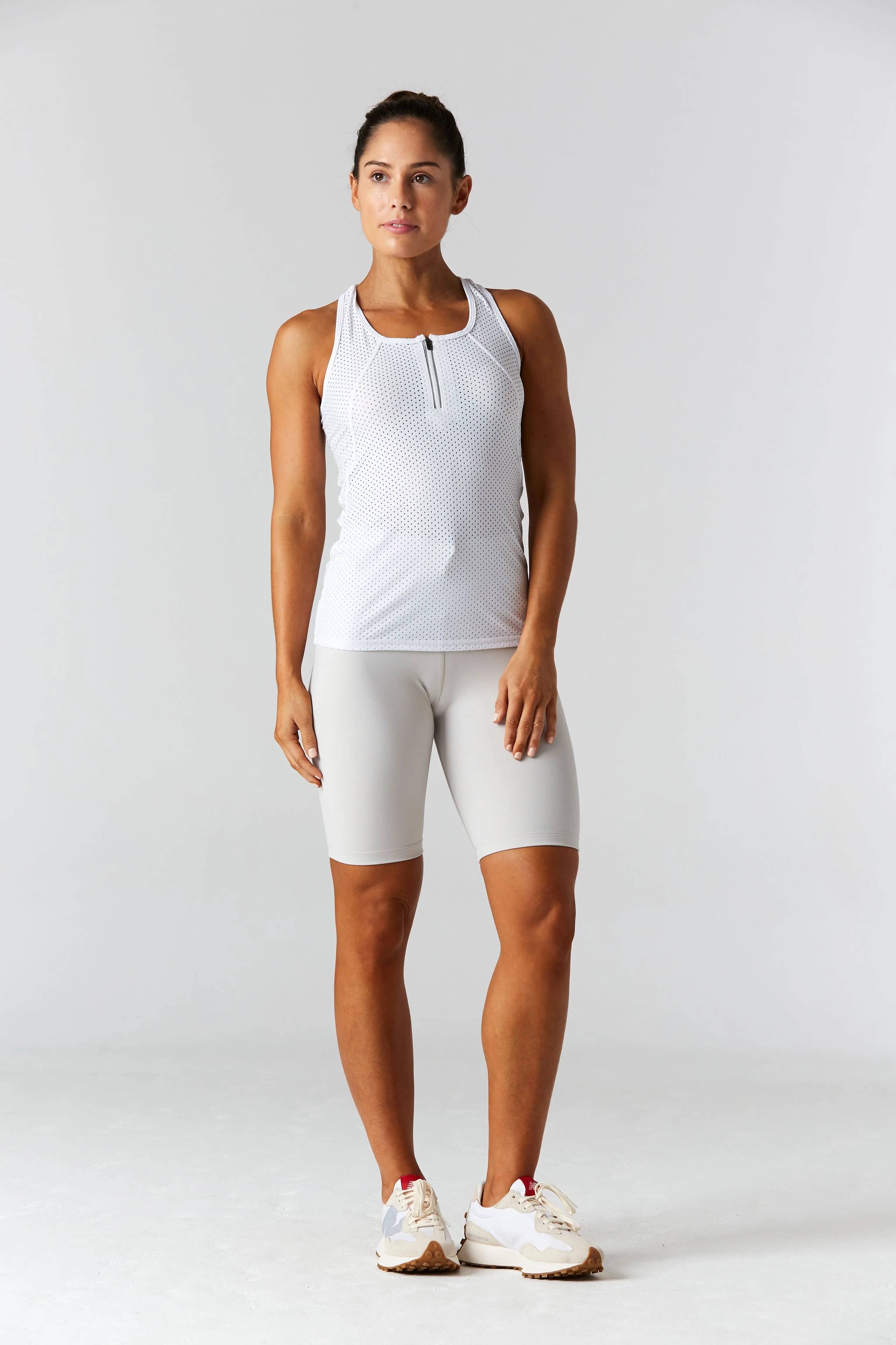 Fast Track White Mesh Racerback Tank Top (FINAL SALE)