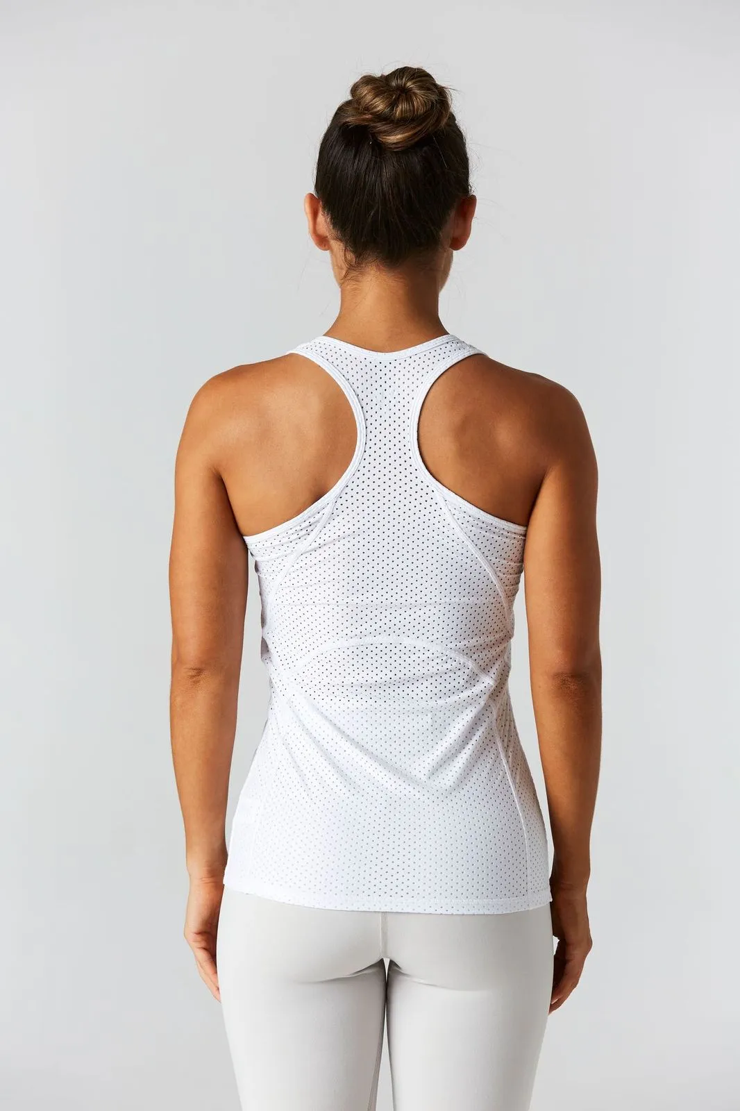 Fast Track White Mesh Racerback Tank Top (FINAL SALE)