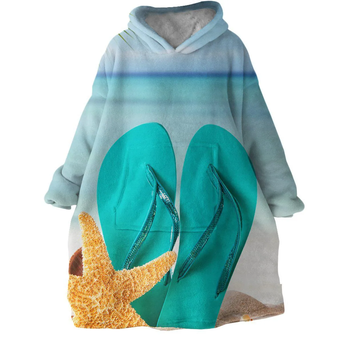 Flip Flops on the Beach Wearable Blanket Hoodie