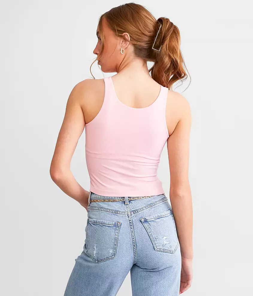 Free People Clean Lines Cropped Cami Tank Top in Candy Pink