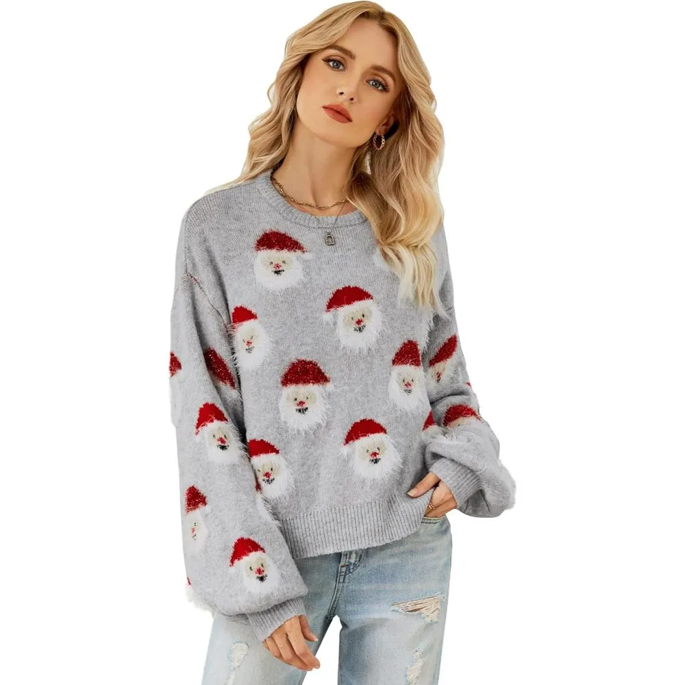 Funny Santa Knit Holiday Sweater For Christmas Parties