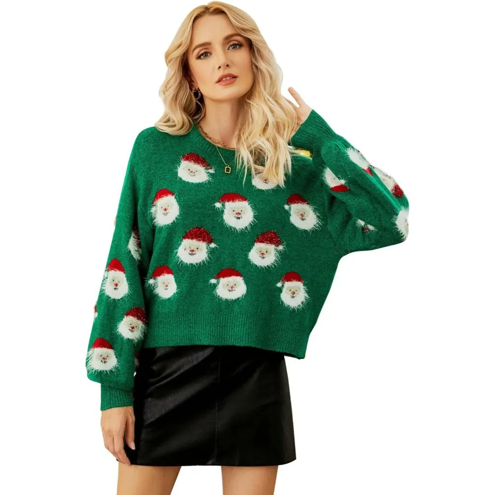 Funny Santa Knit Holiday Sweater For Christmas Parties