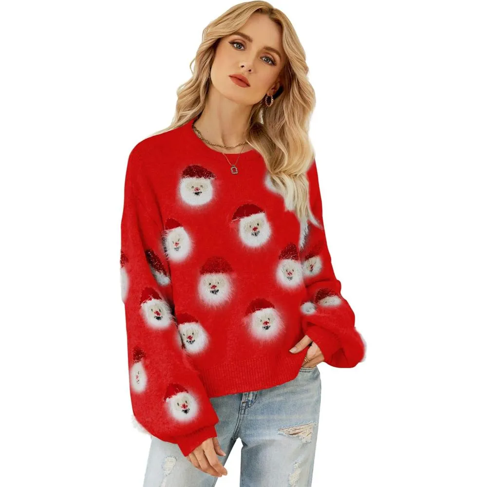 Funny Santa Knit Holiday Sweater For Christmas Parties