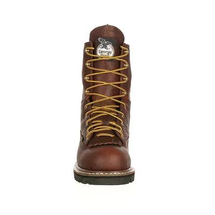 Georgia Men's 8" Steel Toe Waterproof Lace-to-Toe Work Boot - Chocolate G103