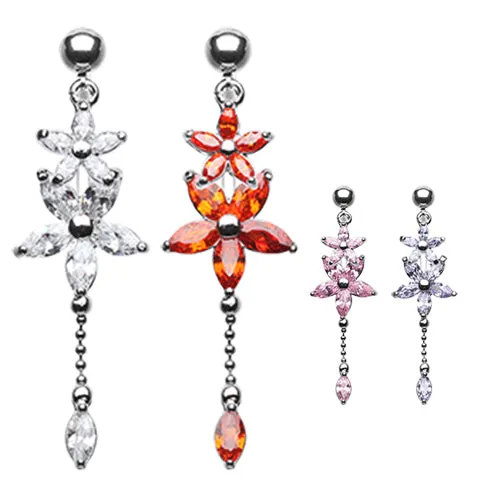 Glitterati Bouquet Top Dangle Belly Bar