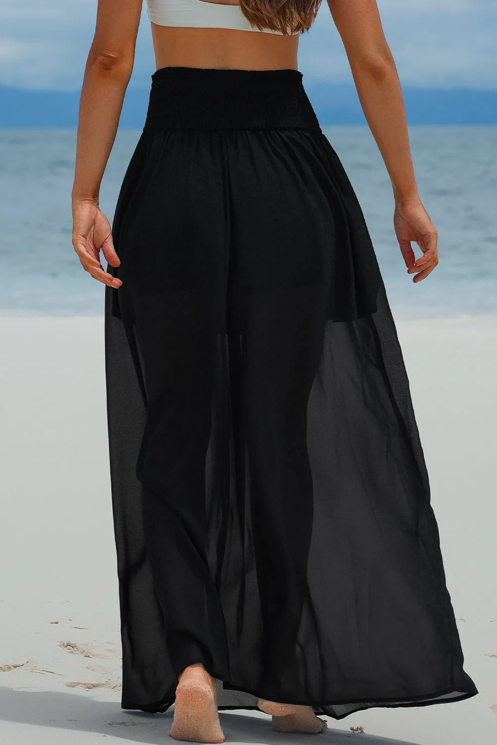 High Waist Chiffon Beach Maxi Skirt