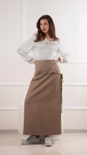 High-waisted maxi skirt with drawstring detail wholesale