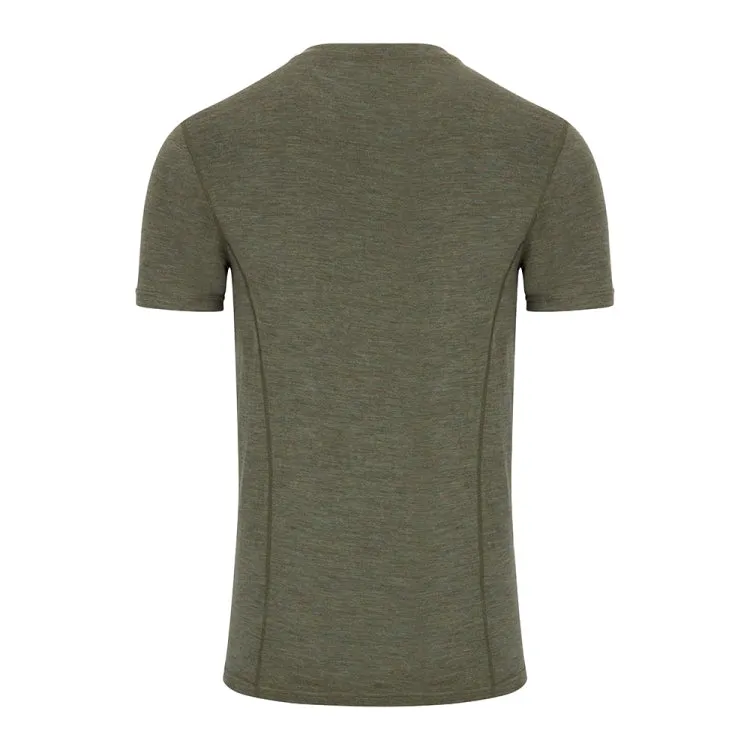 Hoggs of Fife 100% Merino Wool Crew Neck Base Layer Short Sleeve Top - Green