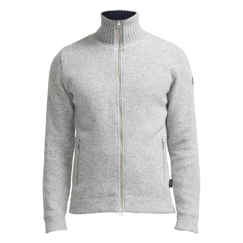 Holebrook Måns Windproof Knitted Lambswool Full Zip Jacket - Grey Melange