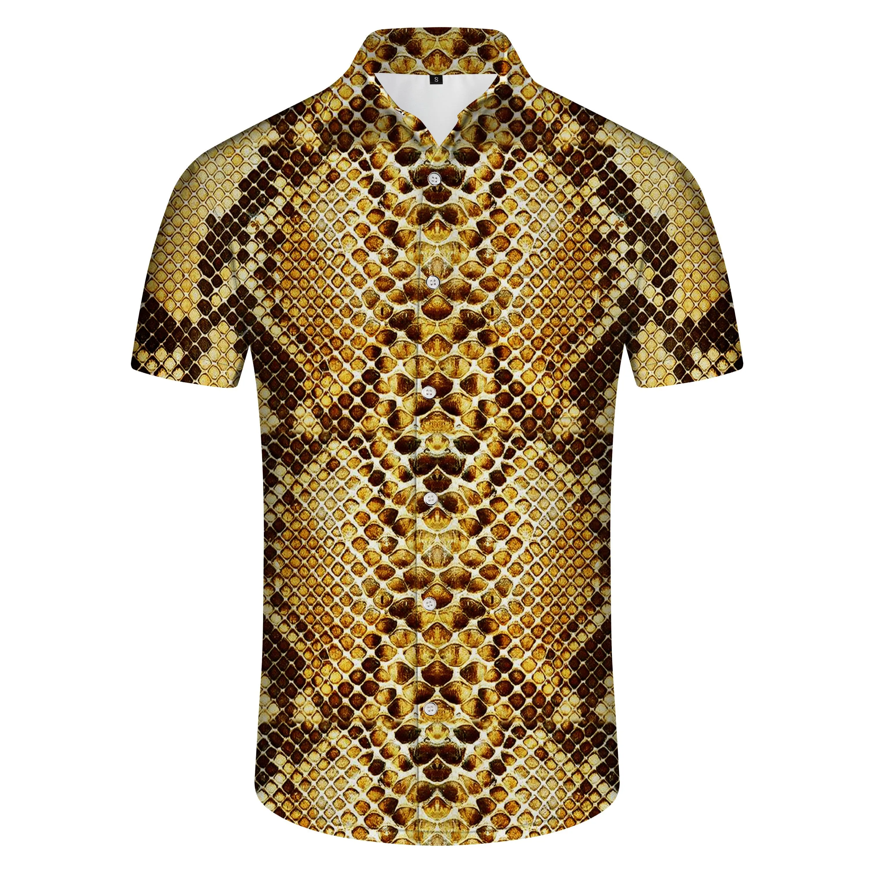 Horror Weird Snake 3D Print Mens Fashion Short Sleeve Novelty Short Sleeve Mens Funny Snakeskin Cobra Shirt