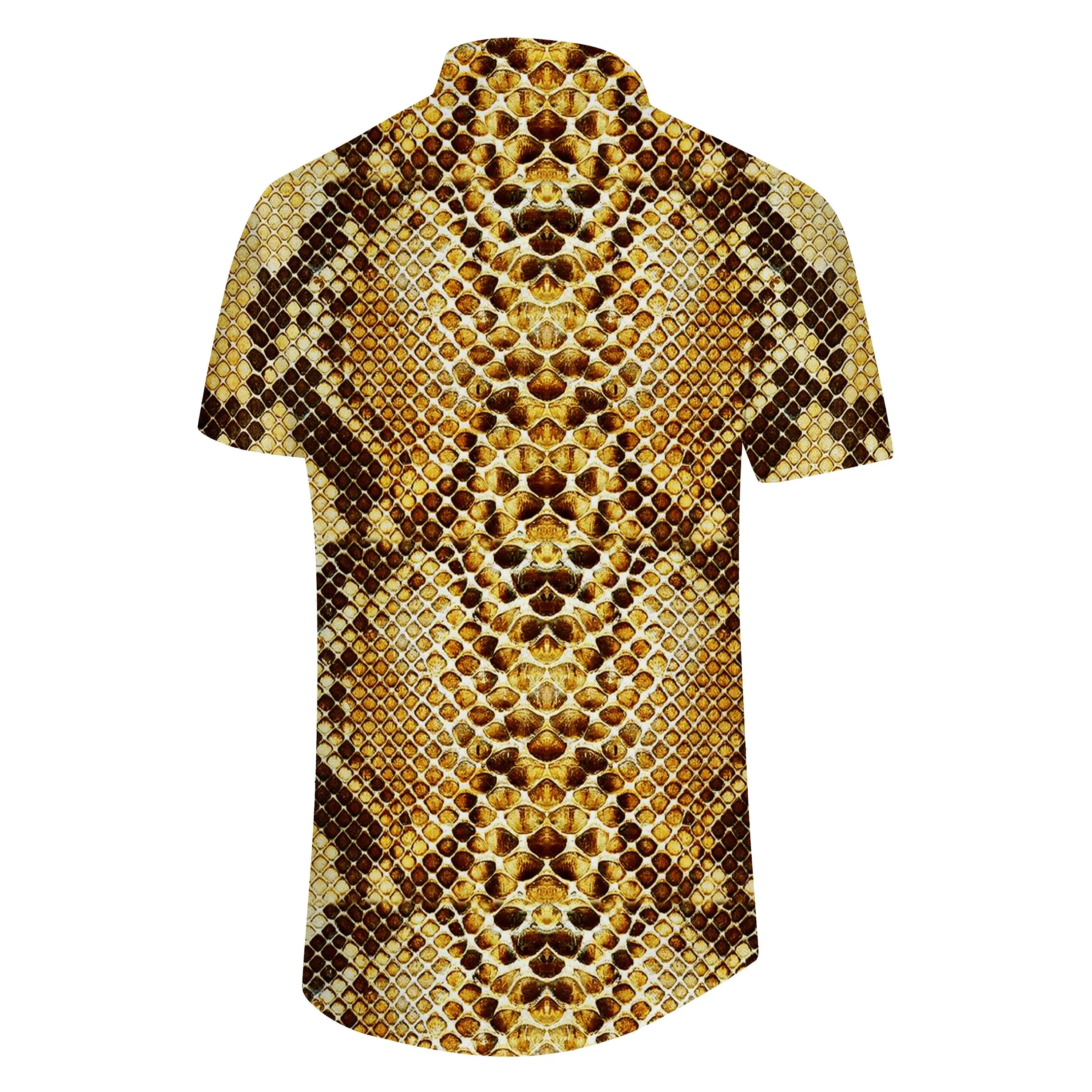 Horror Weird Snake 3D Print Mens Fashion Short Sleeve Novelty Short Sleeve Mens Funny Snakeskin Cobra Shirt