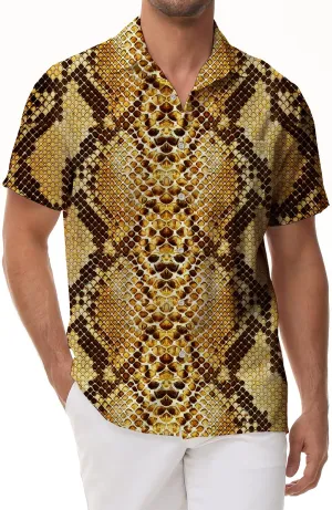 Horror Weird Snake 3D Print Mens Fashion Short Sleeve Novelty Short Sleeve Mens Funny Snakeskin Cobra Shirt