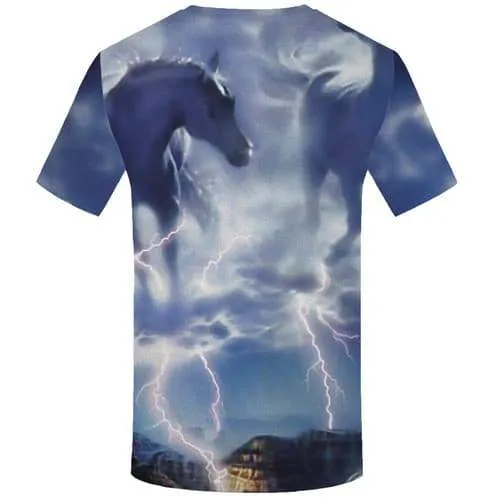 Horse T shirts Men Animal T-shirts Graphic Lightning T shirts Funny Space Tshirts Novelty Nebula Tshirt Anime Short Sleeve