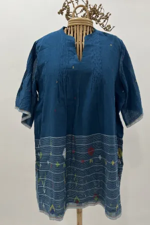 Ink blue relaxed fit jamdani tunic