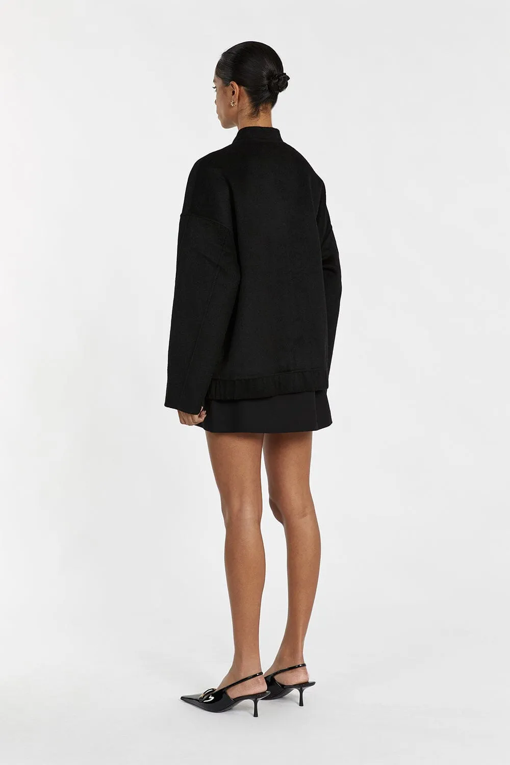 JERI BLACK WOOL BOMBER JACKET