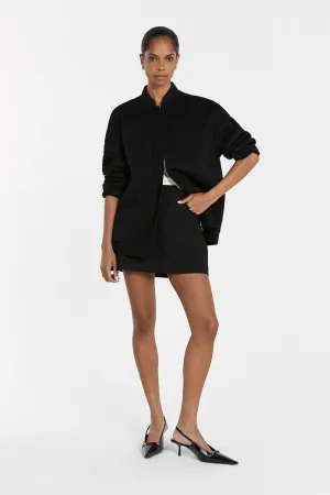 JERI BLACK WOOL BOMBER JACKET