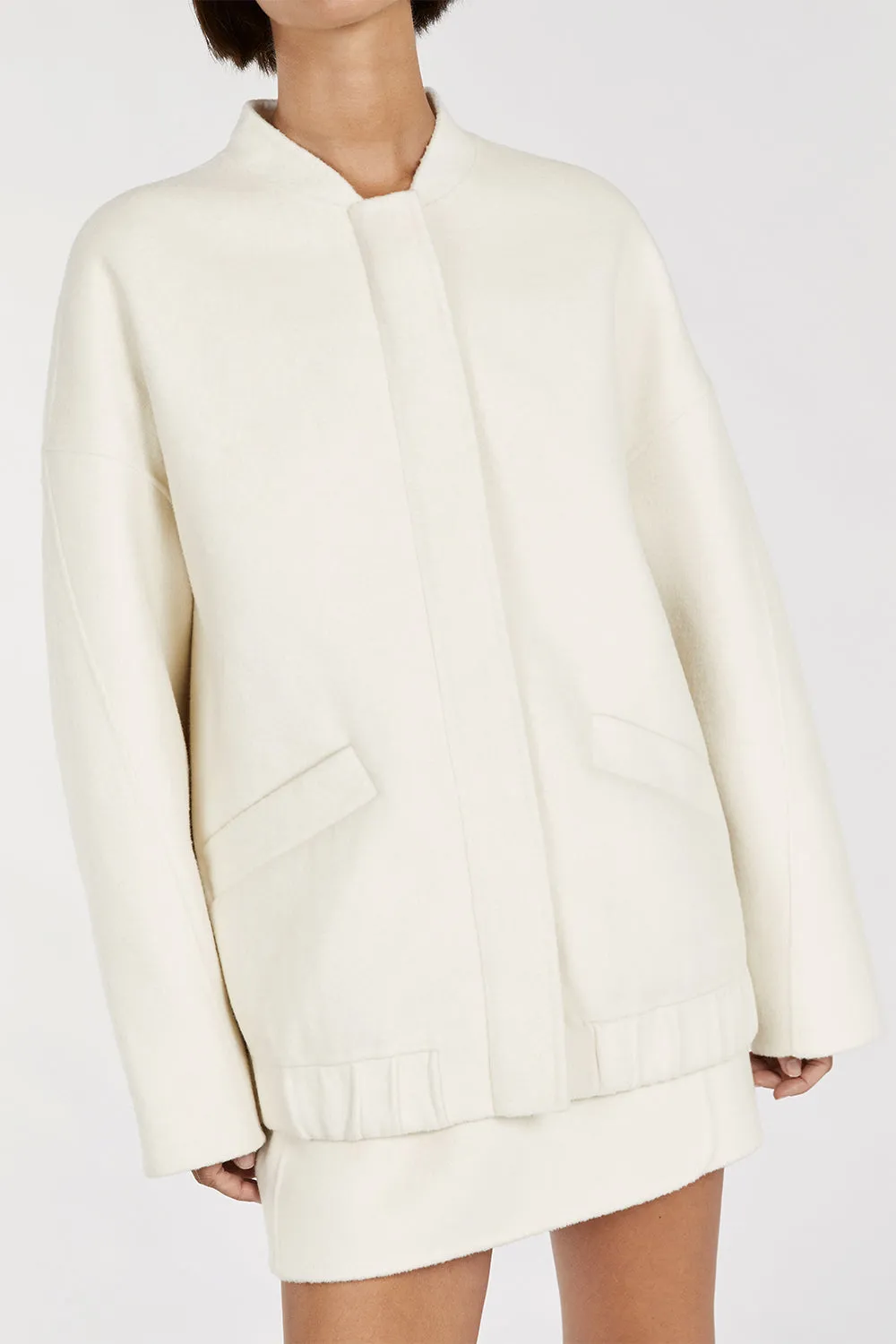 JERI CREAM WOOL BLEND BOMBER JACKET