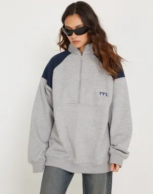 Laksa Sweatshirt in Grey and Marl Navy