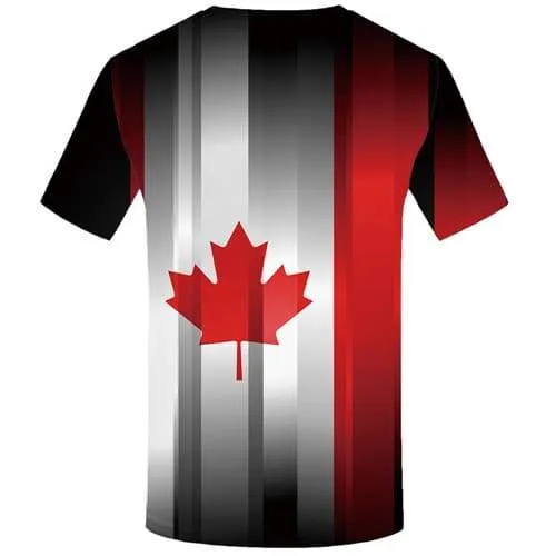 Maple Leaf T shirts Men Graffiti Tshirts Cool Canada T shirts Funny Art T-shirts Graphic Abstract T-shirts 3d Short Sleeve