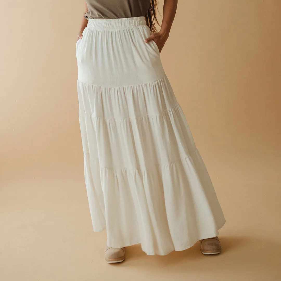 Maxi Tiered Skirt, Natural