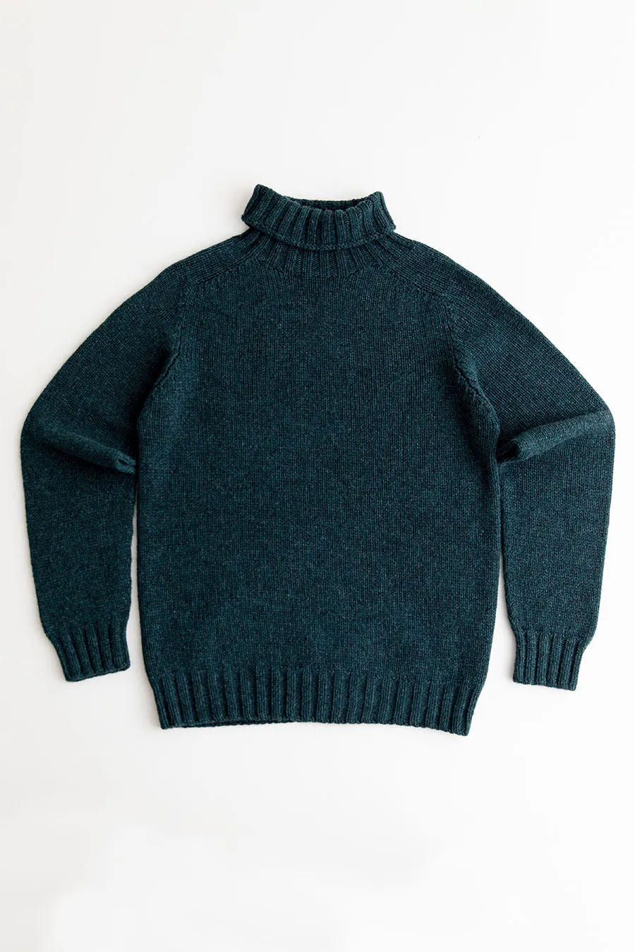 Mens Chunky Geelong Superfine Lambs wool Polo Neck Jumper - Teal