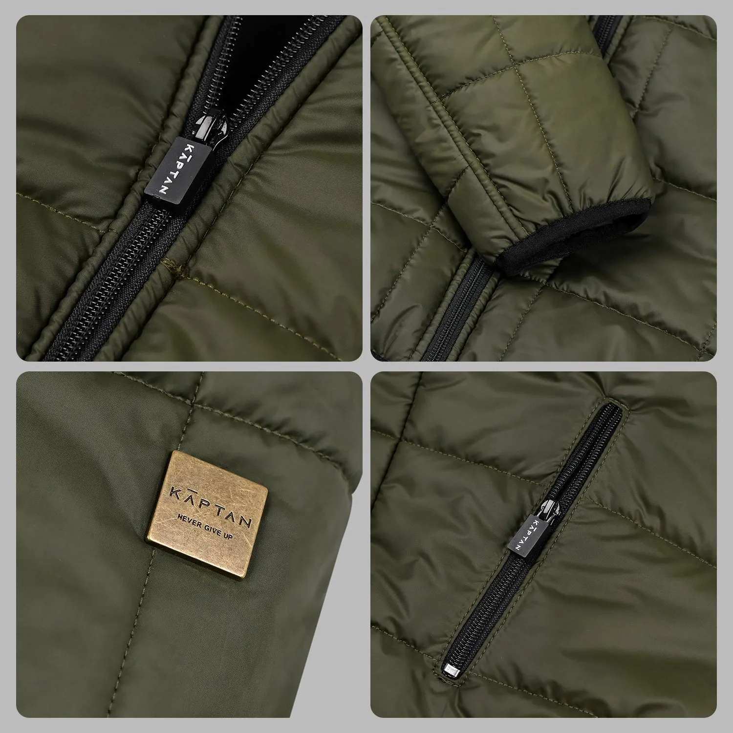 Mens Puffer Jacket Hooded - Olive Green | Kaptan