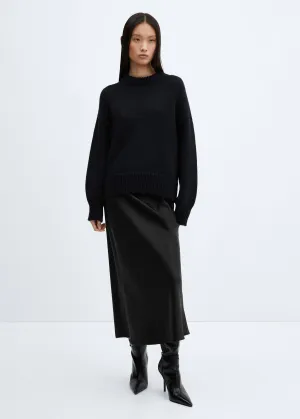 Midi satin skirt