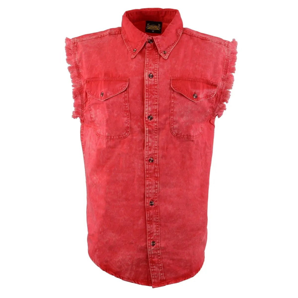 Milwaukee Leather MNG11681 Men’s Classic Red Button-Down Cut Off