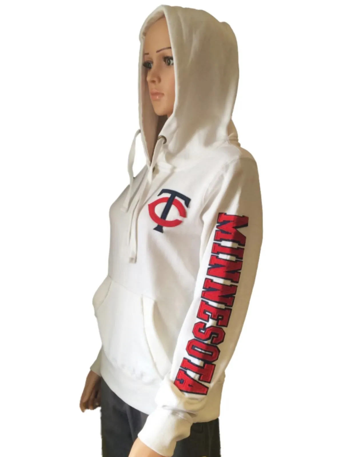 Minnesota Twins SAAG Women White Quarter Button Pullover Hoodie Sweatshirt