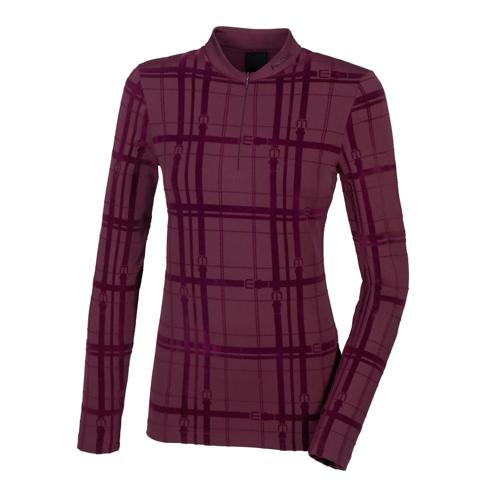 Pikeur Selection Ladies Zip Shirt - Mulberry Check Pattern