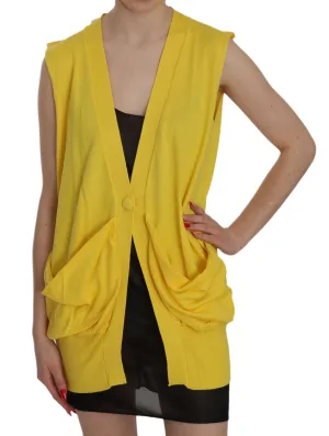 PINK MEMORIES Elegant Yellow Sleeveless Cotton Vest